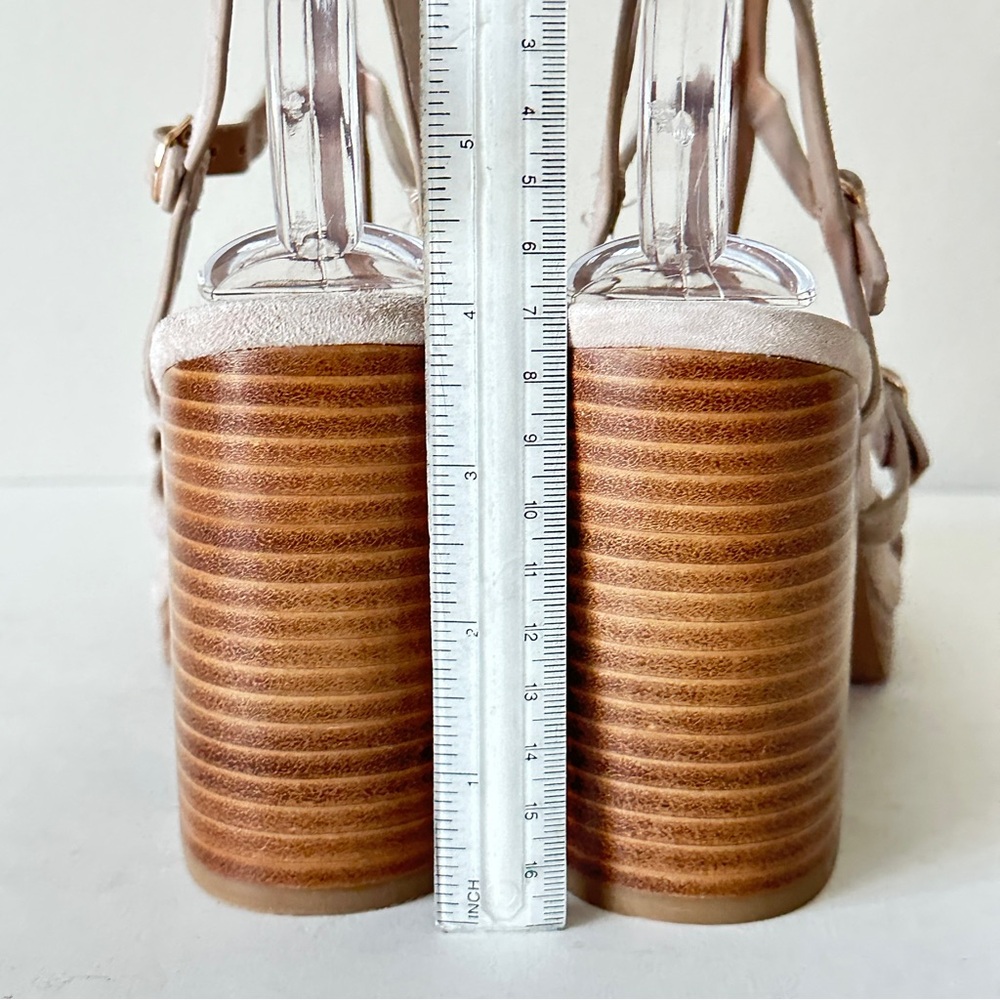 NEW Steve Madden Daelene Tan Suede Strappy Block Heel Platform Sandals, Sz 9M - Picture 14 of 16